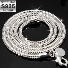 Resim 1 adet şık 925 ayar gümüş 3mm yılan zincir kolye, kadın ve erkekler için düğün partisi hediyesi veya DIY boncuk aksesuarı olarak uygun, modern minimalist takı 