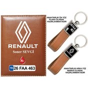Resim Plakanıza Özel Yeni Renault Logolu Taba Ruhsat Kabı Ve Anahtarlık 