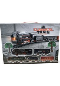 Resim Klasik Tren Seti Işıklı Ve Sesli Raylı Oyuncak Tren Kutulu 