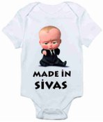 Resim venüsdijital Unisex Bebek Beyaz Made In Sivas Baskılı Body Zıbın 