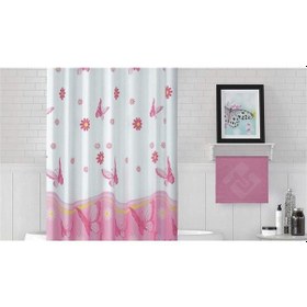 Resim Zethome Jackline Banyo Duş Perdesi 6020 Çift Kanat Pembe2X120X200 Pembe 