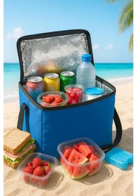 Resim 5 Lt. Lacivert Piknik Çantası Buzluk Soğutucu Termos Çanta - Termal Yalıtımlı Yemek Taşıma Çantası Lacivert 