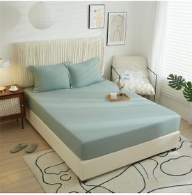 Resim Lastiksiz Çift Kişilik Düz Renk Çarşaf 220x240 Cm Adaçayı 