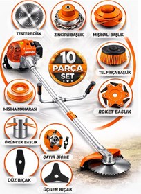 Resim Dragro German Drg-10 + Yan Tipi Benzinli Ot Çalı Çim Biçme Tırpanı + Full Set Hediyeli T 