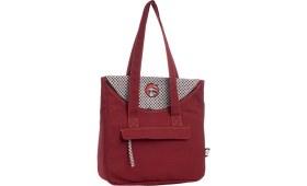 Resim Bordo Rakun Desenli Canvas Kumaş Omuz Çantası 