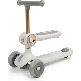 Resim Led Işık 3 Tekerlekli Yükseklik Ayarlı Oturaklı Çocuk Scooter Beyaz Beyaz 