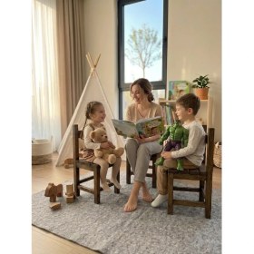 Resim Vernus Home Vita Masif Çam Çocuk Sandalyesi - Doğal Ahşap Çocuk Aktivite Sandalyesi 