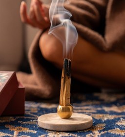 Resim Travertine Palo Santo Incense Burner 