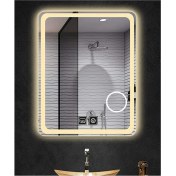 Resim 75X105 cm Makyaj Aynalı Dokunmatik Tuşlu Buğu Yapmayan Ledli Banyo Aynası 