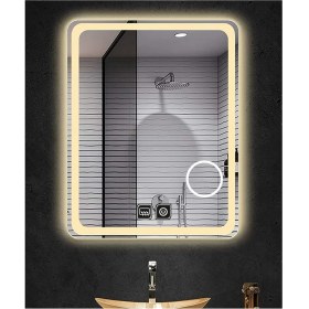 Resim 75X105 cm Makyaj Aynalı Dokunmatik Tuşlu Buğu Yapmayan Ledli Banyo Aynası 