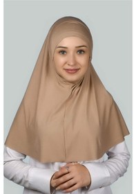 Resim Altobeh Hazır Türban Peçeli Pratik Eşarp Tesettür Nikaplı Hijab - Namaz Örtüsü Sufle (XL) - Koyu Bej 