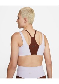 Resim Nike Yoga Indy Astarlı Fitilli Kadın Spor Sütyeni Kahverengi 