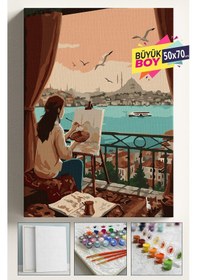 Resim Sayılarla Boyama Seti Numaralı Tuval Fırça Boya Dahil Kasnaklı Set 50x70 Cm - İstanbul Çizen 