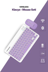 Resim LuisMall SPRANGE Kablosuz Mor Klavye ve Mouse Set Bluetooth Wireless Bağlantılı Minimal MAC/WİNDOWS uyumlu 