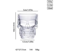 Resim Storemax Kuru Kafa Shot Bardağı Shot Bardak Tekila Bardağı Kuru Kafa Tasarımlı Dayanıklı Sunum Kokteyl Bardağı 
