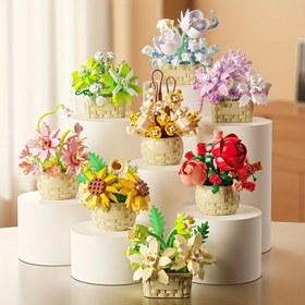 Resim 3D Mini Güzel Çiçekler Yapı Blokları Oyuncaklar, Magnolia, Gül, Güneş Çiçeği, Menekşe Çiçeği, Orkide, Minyatür Ebedi Çiçek Saksı Modelleri Oyuncaklar, Küçük Yapı Bloğu, Doğum Günü ve Noel Hediyeleri 