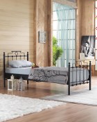 Resim Unimet Hatkus Tek Kişilik Ferforje Metal Karyola-siyah (AHŞAP LATALI) 