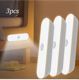 Resim Boatshop1 3 Adet Akıllı Hareket Sensörlü Gece Lambası, 3 Renk Ayarlanabilir, Manyetik Duvara Monte, Pille Çalışan Yatak Odası Mutfak Koridor Ve Merdivenler İçin Kablosuz Modern Tasarım Gece Lambası 