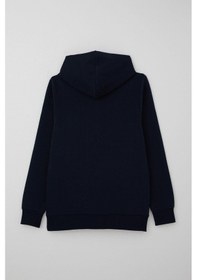Resim Breeze Erkek Çocuk Sweatshirt Kapüşonlu Yazı Baskılı Kanguru Cepli 9-14 Yaş, Lacivert Lacivert 