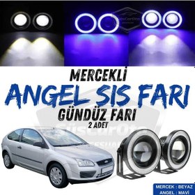 Resim Ford Focus 2 2004-2008 Uyumlu Üniversal Mercekli Angel Sis Farı Metal Su Geçirmez 76 Mm Mavi H Gündüz Farı Angel Sis Farı 57986749 