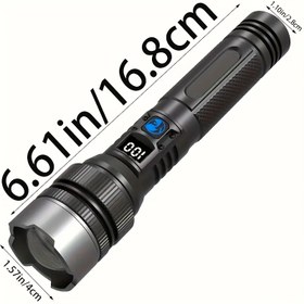 Resim 1 Güçlü Süper Parlak Taktik Şarj Edilebilir LED El Feneri, USB Şarj Edilebilir Dahili Bataryayla, Sıkı ve Acil Durumlar İçin El Feneri, Yürüyüş, Kamp, Balıkçılık, Avcılık, Tırmanma, Macera Acil Durum Noel Hediyesi | COB Yan Işık Dijital Ekran Yüksek Güç Alüminyum Alaşımlı Çok Fonksiyonlu El Feneri | Geri Çekilebilir Acil Aydınlatma | Taşınabilir Açık Işık 