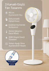 Resim Kılıforyum Akıllı Vantilatör 90cm - Dijital Ekranlı | Sessiz & Uzaktan Kumandalı | 3 Kademeli Fan 