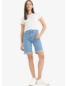 Resim DeFacto Normal Bel Katlamalı Paça Jean Bermuda Şort A1958AX25SMNM39 Mavi 