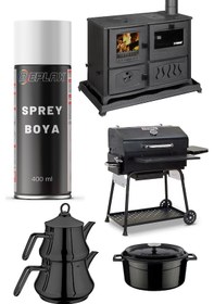 Resim Mat Siyah Isıya Dayanıklı 690 Sprey Boya 400 Ml. 