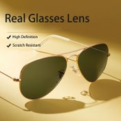 Resim RCXKOOM Erkekler ve Kadınlar için Moda Retro Gözlükleri - Gerçek Cam Lens, Dayanıklı Çizilmeye Karşı Dirençli Lensler, Vintage Şık Tam Metal Çerçeve Trendi Gözlükler, Klasik Çift Köprüsü Gözlükler, Parti Dekorları Fotoğraf Aksesuarları için İdeal, Hediye Seçimi için İdeal 