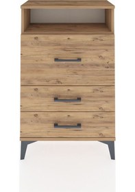 Resim Arges Komodin Tek Raflı 3 Çekmeceli 60x30x96 Çam-çam Çam 