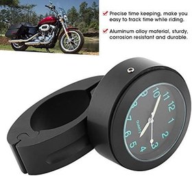Resim Qiilu Motosiklet Gidon Saati, 22 / 25mm Motosiklet Motosiklet Gidon Aksesuarları Montaj Saati Evrensel Su Geçirmez Saat Dahili Pil (Siyah) 