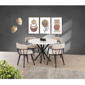 Resim Beyaz Highgloss Ahtapot Metal Ayak İstanbul Sandalye Soft-03 100 100 Pota Sabit Masa Takımı Beyaz 