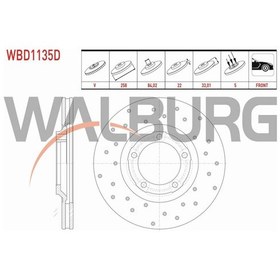Resim Mıtsubıshı L Fren Diski Ön Havalı Performans Delikli 5 Bjn 258,1x22x84,02x33,01 Mb407030 