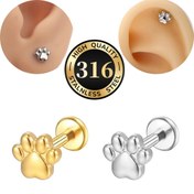 Resim 1 adet Şık 316 Paslanmaz Çelik 18K Kaplama Kedi ve Köpek Patisi Küpeleri - Sevimli Karikatür Tarzı, Günlük Kullanım İçin Mükemmel, Oyuncu Tasarım,Yüksek kaliteli kaplama,Evcil Hayvan Severler 