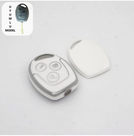 Resim Ford Focus Transit Fiesta Modeo Fusion Ka Galaxy Gümüş Kenar Tpu Anahtar Kılıfı Beyaz 