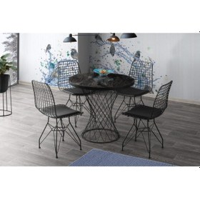 Resim Viento Mobilya Avvio Luna 4 Kişilik Masa Takımı Siyah 