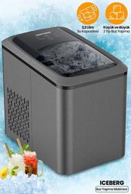 Resim GoldMaster Iceberg Dokunmatik Led Ekranlı 2.2 Litre Geniş Hazneli 24 Saatte 12 Kg Buz Yapma Makinesi GM7954 