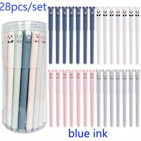 Resim 28 adet/Set Domuz Panda Fareler, Silinebilir Kalem, Yıkanabilir Tutuş, Ofis Malzemeleri, Kırtasiye Hediyeleri, 0.35Mm Mavi Siyah 