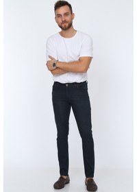 Resim Jeans Dar Kesim Erkek Lacivert Renk Kot Pantolon Lacivert 