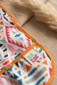 Resim Bebechi Tribal Joy Su Geçirmez Leke Tutmaz Geometrik Desenli Cepli Bebek Mama Önlüğü - Blw Uyumlu Geniş Kesi 