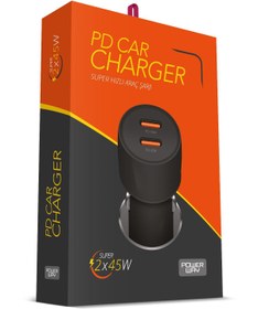 Resim 45W PD Ultra Hızlı 2x Type-C Girişli Araç Içi Çakmaklık Şarj Adaptörü, CC45 Araç Şarj Başlığı 