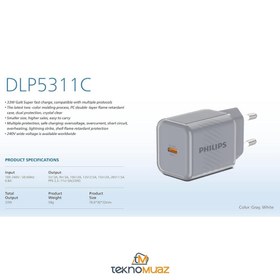 Resim PHILIPS DLP5311C Type-C Hızlı Şarj Adaptörü, 33W Hızlı Şarj, Akıllı Telefon ve Tablet Uyumlu 