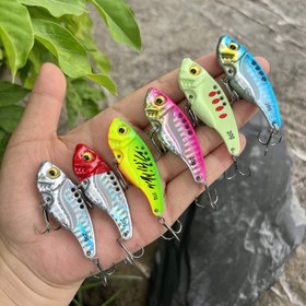 Resim 6 Adet 3/5/7/10/15/20g Batan VIB Metal Gözler Dökme Yem Üçlü Kancalı Spinner Blade Av Cazibesi 