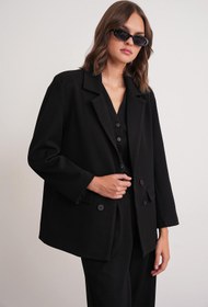 Resim Mixray 4745 Kadın Oversize Blazer Ceket Siyah 