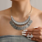 Resim Orta Doğu Özel Ramazan Vintage Taşlı Püskül Kolye Etnik Tarz Kısa Aksesuar Seti 