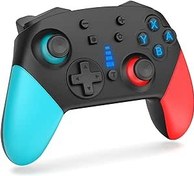 Resim Cykeod Switch Controllers, 1200mAh Battery Wireless Switch Pro Controller for Switch/Lite/OLED, Bluetooth Switch Remote Gamepad with Joystick with Turbo Wake Up Vibration Motion Control (Red&Blue) 