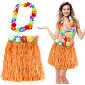 Resim AyrStore Hawaii Luau Ha Tcu Püsküllü 40 Cm Etek Ve Hawaii Kolye Seti 