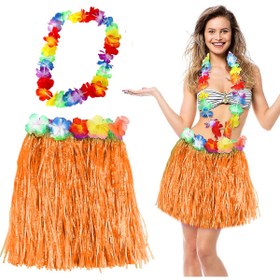 Resim AyrStore Hawaii Luau Ha Tcu Püsküllü 40 Cm Etek Ve Hawaii Kolye Seti 