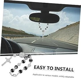 Resim iplusmile Araba Süsü Haç Kolye Dikiz Aynası Tespih Boncuk Bilezik Kolay Kurulum 