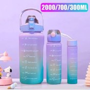 Resim CARNIVAL LAND Tritan malzeme kamp spor fitnes motive 2.000 ML -750 ML-300 ML 3’lü set su matarası 1 adet 